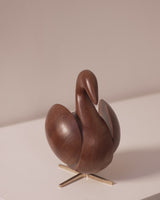 Brainchild - Wooden Figure - Egg Figurine - Mahogany - Brass Foot