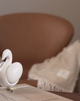 Brainchild - Wooden Figure - Egg Figurine - White - Steel Foot