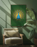 Brainchild plakat med Påfugl, grøn baggrund