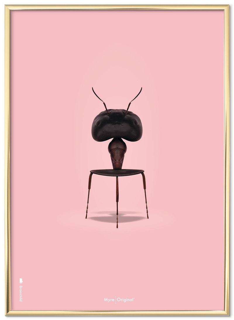 Brainchild myre plakat, rosa baggrund, messing guld plakatramme